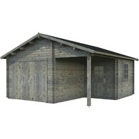 PALMAKO Blockbohlen-Garage, BxT: 510 x 550 cm (Außenmaße), Holz - grau von PALMAKO