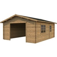 PALMAKO Blockbohlen-Garage, BxT: 540 x 540 cm (Außenmaße), Holz - braun von PALMAKO