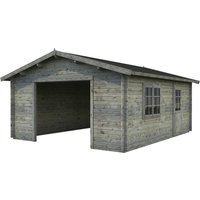 PALMAKO Blockbohlen-Garage, BxT: 540 x 540 cm (Außenmaße), Holz - grau von PALMAKO