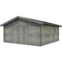 PALMAKO Blockbohlen-Garage, BxT: 540 x 540 cm (Außenmaße), Holz - grau von PALMAKO