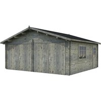 PALMAKO Blockbohlen-Garage, BxT: 575 x 510 cm (Außenmaße), Holz - grau von PALMAKO
