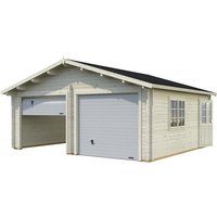PALMAKO Blockbohlen-Garage, BxT: 575 x 510 cm (Außenmaße), Holz - grau von PALMAKO