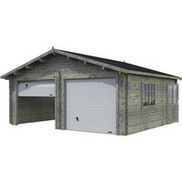 PALMAKO Blockbohlen-Garage, BxT: 575 x 510 cm (Außenmaße), Holz - grau von PALMAKO