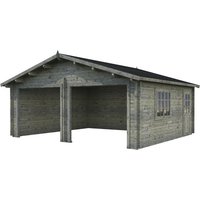 PALMAKO AS Blockbohlen-Garage, BxT: 575 x 510 cm (Außenmaße), Holz - grau von PALMAKO AS