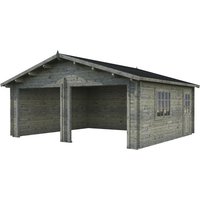 PALMAKO Blockbohlen-Garage, BxT: 575 x 510 cm (Außenmaße), Holz - grau von PALMAKO