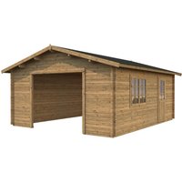 PALMAKO Blockbohlen-Garage, BxT: 450 x 550 cm (Außenmaße), Holz - braun von PALMAKO