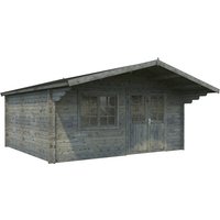 PALMAKO Blockbohlenhaus »Britta«, Holz, BxHxT: 516 x 270 x 579 cm (Außenmaße inkl. Dachüberstand) - grau von PALMAKO