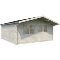 PALMAKO Blockbohlenhaus »Britta«, BxT: 480 x 480 cm (Außenmaße), Wandstärke: 40 mm, Grau - braun von PALMAKO