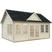 PALMAKO Blockbohlenhaus »Claudia«, Holz, BxHxT: 574 x 363 x 380 cm (Außenmaße inkl. Dachüberstand) - braun von PALMAKO
