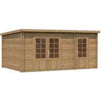 PALMAKO Blockbohlenhaus »Ella«, BxT: 450 x 300 cm (Außenmaße), Wandstärke: 28 mm - braun von PALMAKO