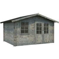 PALMAKO Blockbohlenhaus BxT: 360 x 300 cm (Außenmaße), Wandstärke: 28 mm - grau von PALMAKO