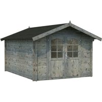 PALMAKO Blockbohlenhaus BxT: 275 x 380 cm (Außenmaße), Wandstärke: 34 mm - grau von PALMAKO