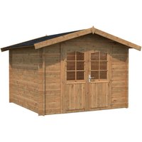 PALMAKO Blockbohlenhaus »Lotta«, BxT: 276 x 276 cm (Außenmaße), Wandstärke: 28 mm - braun von PALMAKO