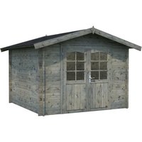 PALMAKO Blockbohlenhaus »Lotta«, Holz, BxHxT: 340 x 234 x 276 cm (Außenmaße inkl. Dachüberstand) - grau von PALMAKO