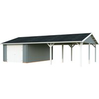 PALMAKO Garage »Roger«, Aufstellmaße BxTxH: 1006 x 619 x 316 cm, Blockbohlensystem, Holz - grau von PALMAKO