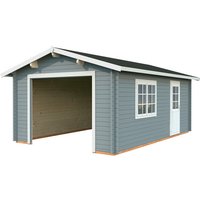 PALMAKO Garage »Roger«, Aufstellmaße BxTxH: 426 x 598 x 276 cm, Blockbohlensystem, Holz - grau von PALMAKO