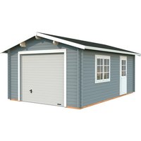PALMAKO Garage »Roger«, Aufstellmaße BxTxH: 426 x 598 x 279 cm, Blockbohlensystem, Holz - grau von PALMAKO