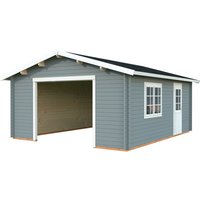 PALMAKO Garage »Roger«, Aufstellmaße BxTxH: 514 x 598 x 287 cm, Blockbohlensystem, Holz - grau von PALMAKO