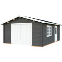 PALMAKO Garage »Roger«, Aufstellmaße BxTxH: 514 x 598 x 287 cm, Blockbohlensystem, Holz - grau von PALMAKO