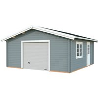 PALMAKO Garage »Roger«, Aufstellmaße BxTxH: 622 x 596 x 312 cm, Blockbohlensystem, Holz - grau von PALMAKO