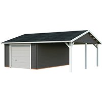PALMAKO Garage »Roger«, Aufstellmaße BxTxH: 703 x 619 x 316 cm, Blockbohlensystem, Holz - grau von PALMAKO