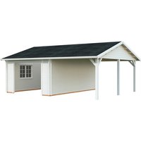 PALMAKO Garage »Roger«, Aufstellmaße BxTxH: 706 x 619 x 316 cm, Blockbohlensystem, Holz - weiss von PALMAKO
