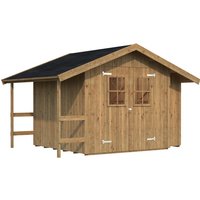 PALMAKO Gerätehaus »Marcus«, Holz, BxHxT: 384 x 240 x 289 cm (Außenmaße inkl. Dachüberstand) - braun von PALMAKO