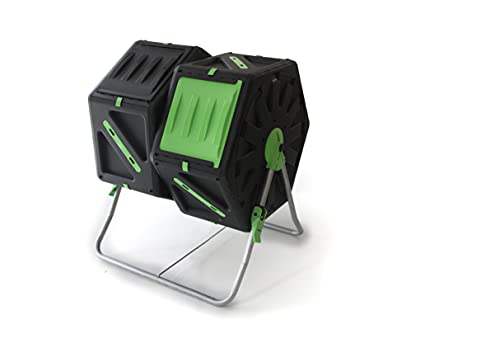 PALMAT - Heavy Duty 140L Zweikammer-Trommelkomposter – Komposteimer, Gartenkomposter, Biomülleimer, Für Küchenabfälle und Kompost (2 x 70L, 2 x 18.5 Gallonen) von PALMAT