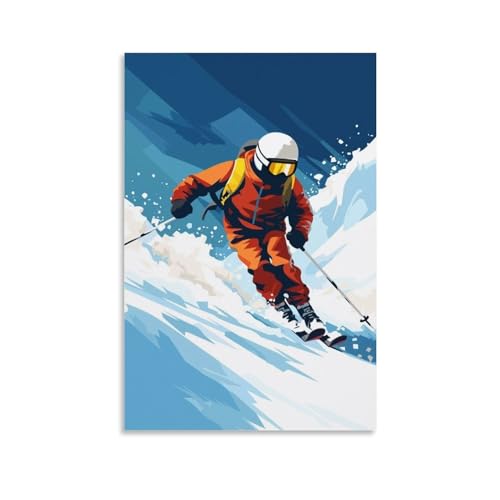 Shredding Snow Retro-Ski-Poster, Wandkunst-Poster, Geschenk für Freunde, Schlafzimmer, Wohnzimmer, Dekoration, modernes ästhetisches Poster, dekorative Malerei, Leinwand, Wandposter und Kunstdruck, von PALUCI