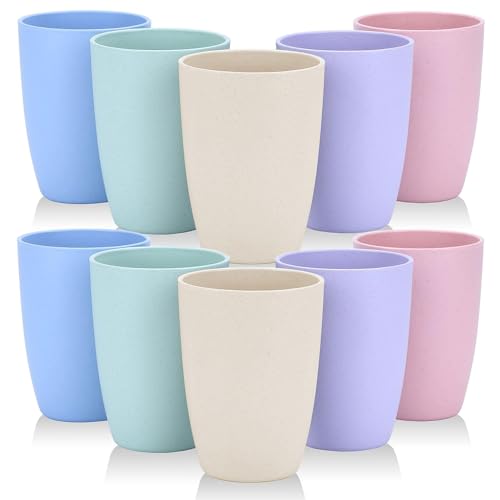 PALUDO 10 Stück unzerbrechliche wiederverwendbare Trinkbecher, 350 ml Kunststoffbecher, Trinkbecher-Set für Küche, Picknicks, Partys im Freien, Reisen, spülmaschinen- und mikrowellengeeignet, 5 Farben von PALUDO