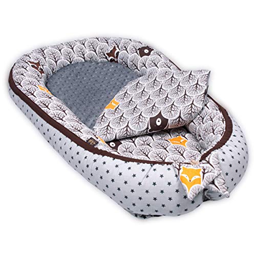 PALULLI Babynest, multifunktionales Kuschelnest mit Weiches zusätzlicher Matratze, Kokon, Nestchen, Babybett, Reisebett für Neugeborene, 100% Baumwolle Oeko-TEX, HERGESTELLT IN DER EU (Wald Grau) von PALULLI