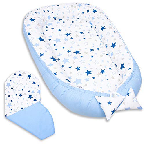 PaLulli Babynest, multifunktionales Kuschelnest mit Weiches zusätzlicher Matratze, Kokon, Nestchen, Babybett, Reisebett für Neugeborene, 100% Baumwolle Oeko-TEX, HERGESTELLT IN DER EU (Milkyway) von PaLulli
