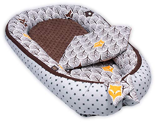 PALULLI Babynest, multifunktionales Kuschelnest mit Weiches zusätzlicher Matratze, Kokon, Nestchen, Babybett, Reisebett für Neugeborene, 100% Baumwolle Oeko-TEX, HERGESTELLT IN DER EU (Wald Brownie) von PALULLI