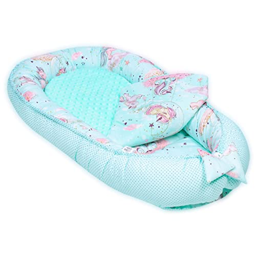 PALULLI Babynest, multifunktionales Kuschelnest mit Weiches zusätzlicher Matratze, Kokon, Nestchen, Babybett, Reisebett für Neugeborene, 100% Baumwolle Oeko-TEX, HERGESTELLT IN DER EU (Pony Minz) von PALULLI