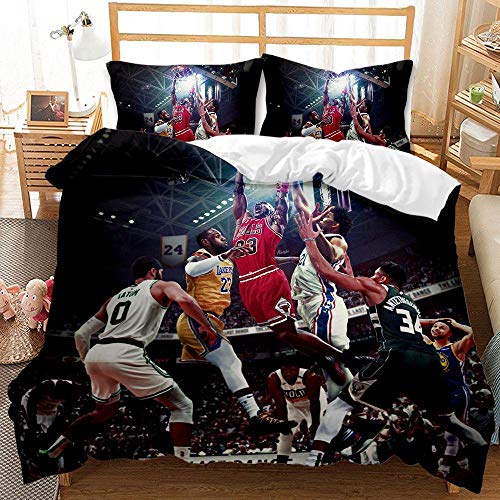 PALZLH Bettwäsche Set 135x200 cm Basketball Spiel Bettbezug Kuschelig Polyester Baumwolle mit unsichtbar Reißverschluss Und Kissenbezug von PALZLH