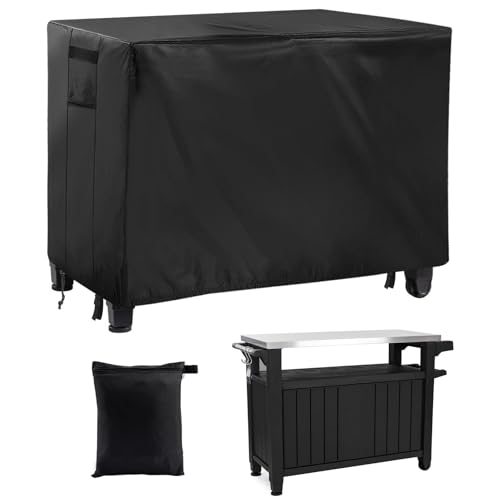 PAMASE Outdoor-Vorbereitungstischabdeckung für Keter Unity XL, tragbarer Tisch, Aufbewahrungsschrank, wasserdicht, strapazierfähig, Grilltischabdeckung, 137 cm, Schwarz von PAMASE