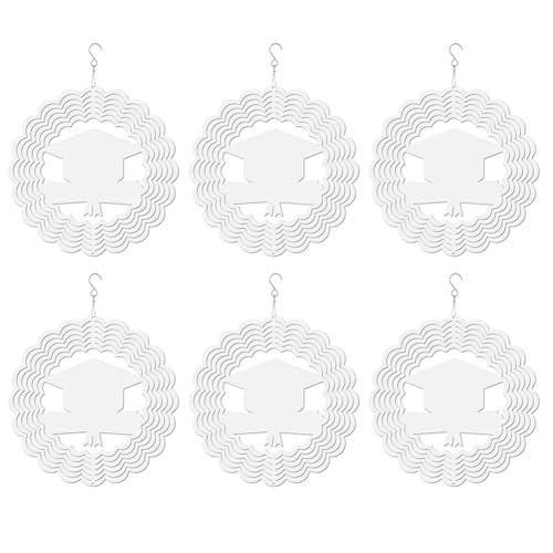 PAMENET 6 Stück Graduierungssaison 20,3 cm (8 ) Sublimation Wind Spinners 3D Wind Spinners Hängende Windspinners für Garten im Freien von PAMENET