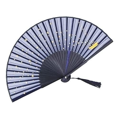PAMENET Faltbarer Handfächer, klein, für Damen, aus Seide, japanischer Vintage-Stil, für , Hochzeit, Tanzdekoration, Blau PAMENET Faltbarer Handfächer, klein, für Damen, aus Seide, japanischer Vintage-Stil, für , Hochzeit, Tanzdekoration, Blau von PAMENET