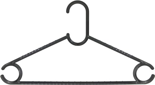 PAMEX Kleiderbügel aus Kunststoff, multifunktional, mit seitlichen Haken, platzsparend, für Hosen, Hemden, leichte Kleidung, Schwarz von PAMEX