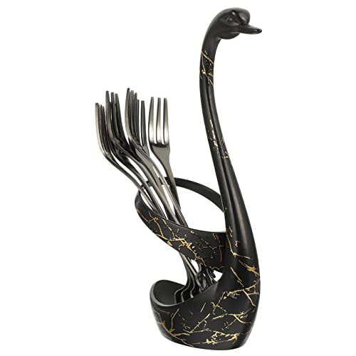 PAMINGONO 1 Satz Kaffeelöffel Set mit Schwan Basishalter Teiliges Set für Dessert und Obst Stilvoller Küchenorganizer für Haus und Dekoration von PAMINGONO