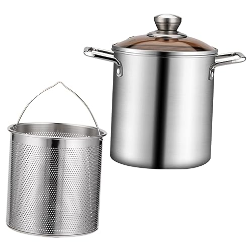 PAMINGONO 1 Set Bratpfannentopf Mit Frittierkorb Frittiertopf Mit Korb Frittierkörbe Frittiertopf Fritteusen Bratpfanne Nützliches Kochgeschirr Mini Frittiertopf Mini Frittierkorb von PAMINGONO