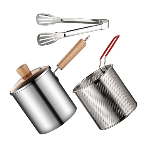PAMINGONO 1 Set Edelstahl Frittiertopf Mit Frittierkorb Frittiertopf Frittierkorb Für Topf Frittierkorb Frittiertopf Frittierkorb Haushaltsfrittiertopf Frittierset Topf Mit Korb von PAMINGONO
