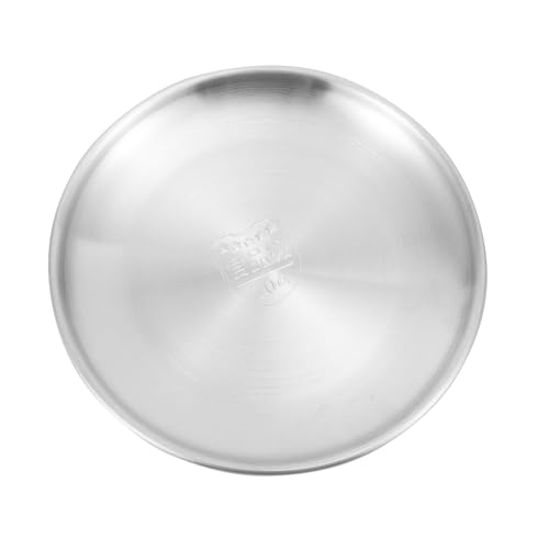 PAMINGONO 1stk Edelstahlplatte Party-obsttablett Kleinkinder Teller Silbernes Serviertablett Tabletts Brutzelnd Runde Küchenplatte Pizzaofen Zum Grillen Snack-gericht Rostfreier Stahl Silver von PAMINGONO