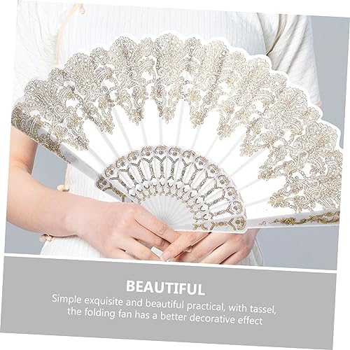 PAMINGONO 2 Stück Eleganter Falt-handfächer mit Goldener Stickerei Leichter Tragbarer Fächer für Hochzeitsfeiern und Festliche Anlässe Handlich und Dekorativ mit Edlem Quasten-design von PAMINGONO