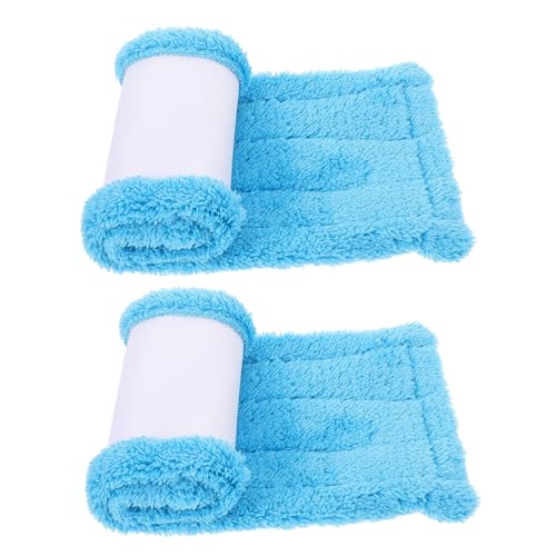 PAMINGONO 2 Stück Mikrofaser Mop Ersatzkopf Blau Waschbare Wischmopp Bezüge aus Fleece Wiederverwendbar Stark Schmutzaufnehmend Geeignet für Glatten Böden und Haushalt Reinigung von PAMINGONO