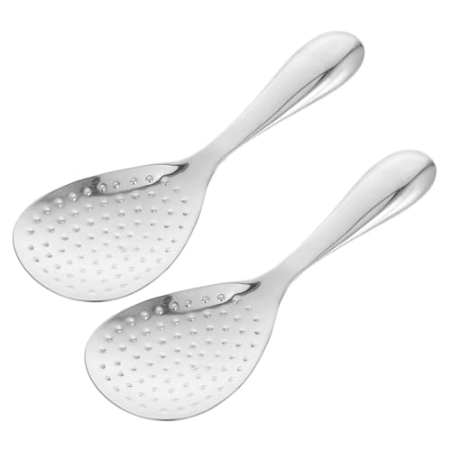 PAMINGONO 2 Stück Teiliges Reislöffel Edelstahl Rutschfester Griff Praktische Antihaftbeschichtete Reiskelle für Küche Ergonomisch Langlebig für Familie und Restaurantgebrauch von PAMINGONO
