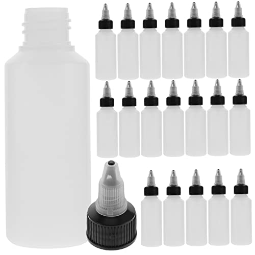 PAMINGONO 20Stücke Nachfüllbare Squeeze Flaschen Unzen für Öl und Pigmente Transparente Tropfflaschen mit Abnehmbarem Kopf Auslaufsicher und Praktisch von PAMINGONO