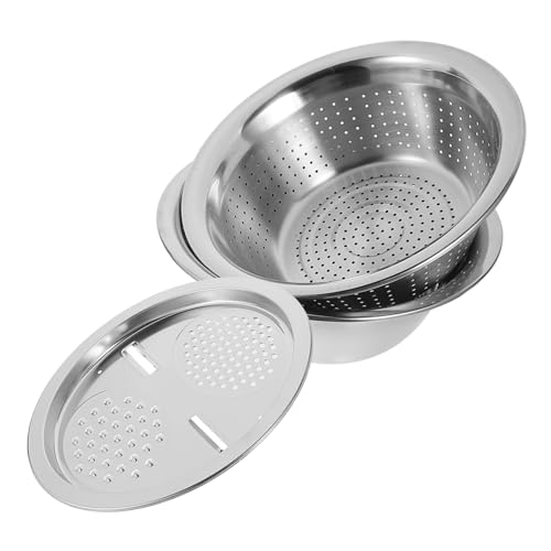 PAMINGONO 3 Teiliges Küchenset Aus Edelstahl Multifunktionale Obst Und Gemüseschneider Mit Abtropffunktion Slicer Und Reibe Für Ihre Küchenbedürfnisse von PAMINGONO
