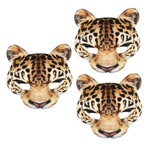 PAMINGONO 3stücke Leopardenmaske Tiermasken Gepardenmaske Karnevalsmaske Zootiermaske Halloween Partyzubehör Panther Gesichtsbedeckung Leoparden Halbmaske Leoparden Halbgesichtsmasken von PAMINGONO