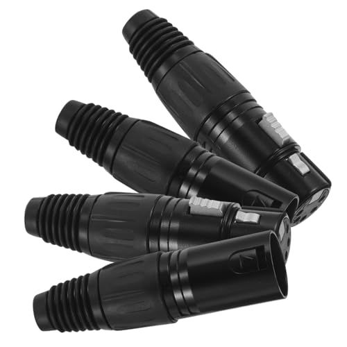 PAMINGONO 4 Stück Fünfkernkopf Xlr Mikrofonadapter Stereo Audioadapter Stereo Mikrofonadapter Mikrofonkabeladapter Mikrofonkabeladapter Mikrofonsteckeradapter Xlr Enden Schwarzer Kunststoff von PAMINGONO